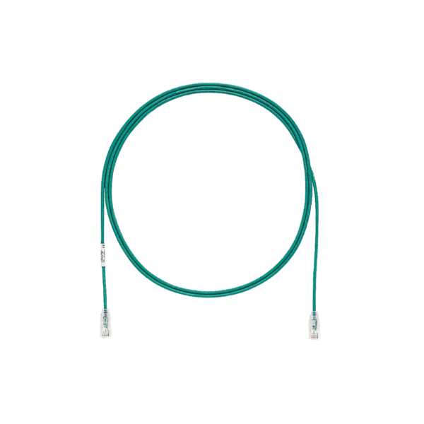 Cable de Parcheo TX6, UTP Cat6, Diámetro Reducido (28AWG), Color Verde, 1ft