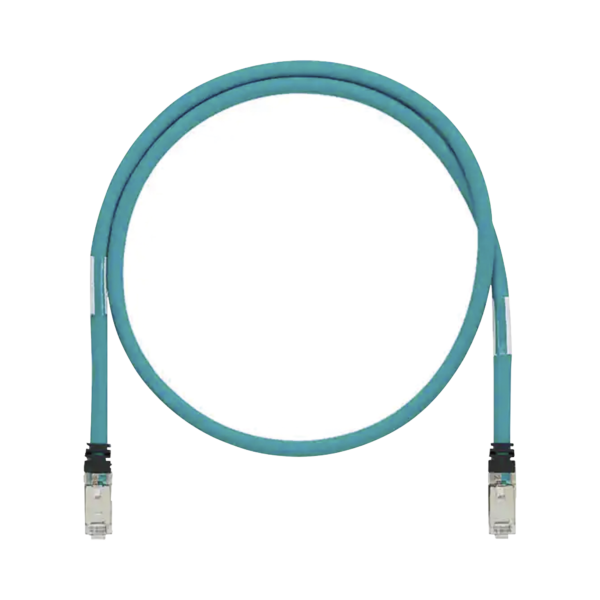 Patch Cord Cat6A de Grado Industrial 600V, Blindado SF/UTP, Calibre 26 AWG, Color Aqua, 2.5m
