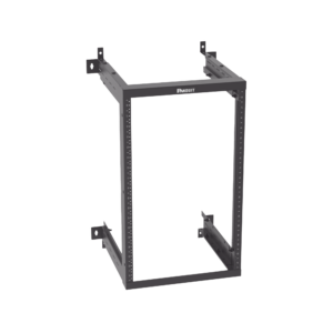 Rack PanZone® de Montaje en Pared, de 19in, Profundidad Ajustable, Rieles Numerados y Roscados #12-24, 18 UR, Color Negro
