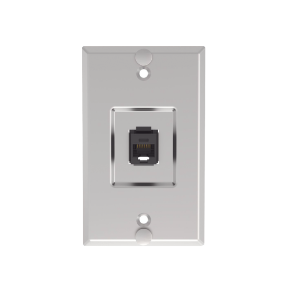 Placa de Pared Telefónica, Salida de 1 Puerto Keystone, Con Jack Cat6 Estilo 110 de Impacto, de Acero Inoxidable