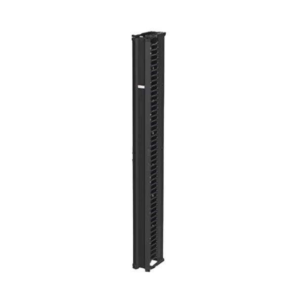Organizador Vertical CableTek, Sencillo (Solo Frontal), Para Rack Abierto de 45 Unidades, 6 in de Ancho, Color Negro